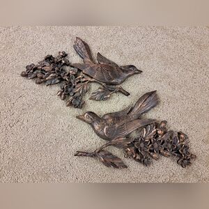 Vintage Pair of Coppercraft Guild Birds On Dogwood Branch MCM Wall Hangings 60s